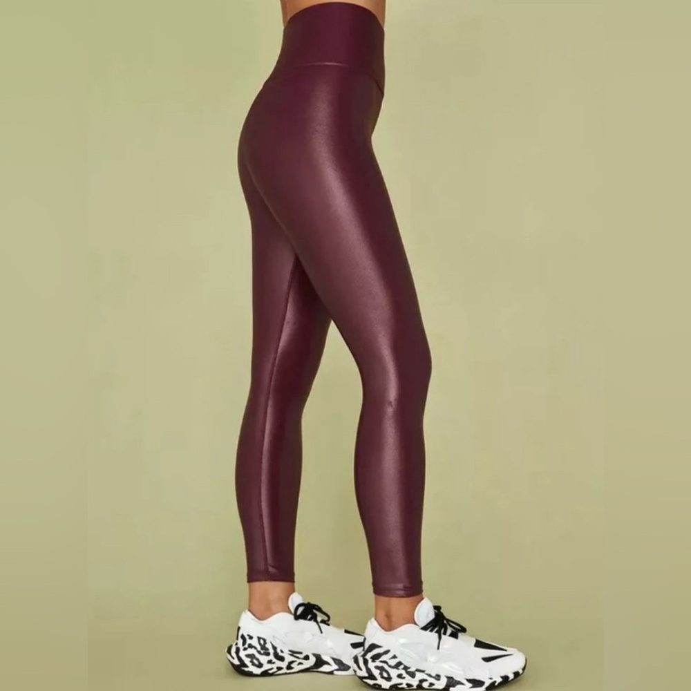 CARBON38 High Rise Full Length Burgundy Leggings in Takara Shine Small